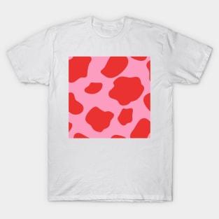 Cow Animal Print Pattern in Pink and Red T-Shirt